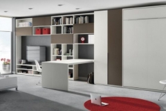EN UN MISMO AMBIENTE PODEMOS CREAR UN SALÓN, DESPACHO Y DORMITORIO.LA SOLUCIÓN ESTÁ EN UNA CAMA ABATIBLE VERTICAL DE 1.50 X 1.90.