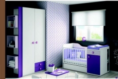 DORMITORIO JUVENIL CON CUNA CONVERTIBLE CON CAMBIADOR, ARMARIO Y TERMINAL.
