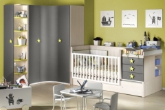 DORMITORIO INFANTILCON CUNA CONVERTIBLE, ARMARIO RINCÓN Y TERMINAL ZAPATERO