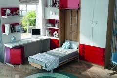 APERTURA DE LA PRIMERA CAMA DE LA LITERA ABATIBLE CON MESA ESCRITORIO