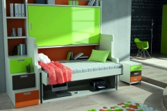 APERTURA DE LA PRIMERA CAMA DE LA LITERA ABATIBLE HORIZONTAL CON MESA