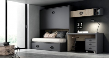 LITERA ABATIBLE HORIZONTAL DE 90X190 CON CAMA NIDO