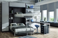 DETALLE DE LA APERTURA DE LA CAMA. SE PUEDE COMPLEMENTAR CON ARMARIOS Y MESAS ESTUDIO.