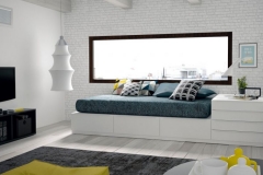 CAMA NIDO CON TRES CAJONES Y CHINFFONIER BAJO. TODOS LOS MODELOS SE FABRICAN EN DIFERENTES ACABADOS Y TIRADORES.