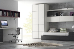 CAMA NIDO CON CAJONES ACOMPAÑADA POR UN ARMARIO CON PUERTAS JAPONESAS.