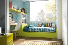 CAMA NIDO CON EL ACABADO VERDE PISTACHO CON SU MESA ESTUDIO.