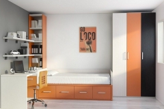 CAMA NIDO CON MESA ESTUDIO Y ARMARIO DE PUERTAS ABATIBLES LISAS DE DIFERENTES COLORES