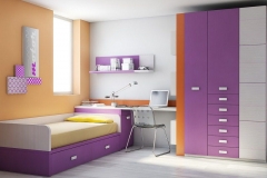CAMA NIDO CON MESA ESTUDIO Y ARMARIO DE PUERTAS ABATIBLES.