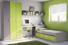 CAMA NIDO CON CAJONES, CON UNA MESA ESTUDIO CORRIDA Y SU ARMARIO