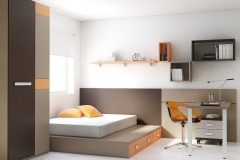 TATAMI CON CAJONES, MESA ESTUDIO, PANELES, ARMARIO Y CUBOS DE PARED.